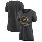 Pittsburgh Penguins Women's Vintage Arch Tri-Blend T-Shirt - NHL T-shirts