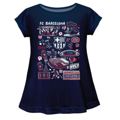 Barcelona Vive La Fete Girls Youth Impressions Artwork A-Line Top