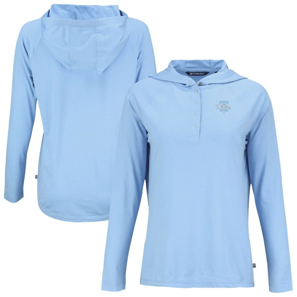 Philadelphia Phillies Cutter & Buck Women's Coastline Epic Comfort Eco Recycled Long Sleeve Hoodie T-Shirt - MLB Hoodies