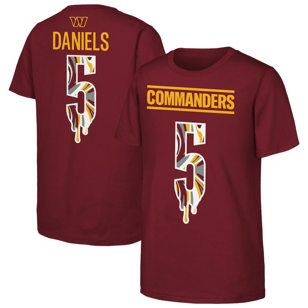 Washington Commanders Jayden Daniels Outerstuff Youth Mainliner Drip Player Name & Number T-Shirt | NFL Near me