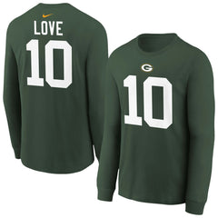 Green Bay Packers Jordan Love Youth Player Name & Number Long Sleeve T-Shirt | NFL New