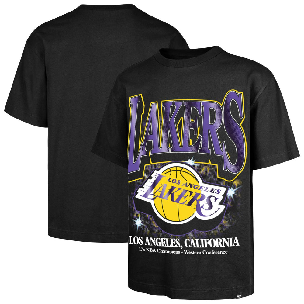 Black Los Angeles Lakers '47 Past Champs Collection Flashbulb Foundation T-Shirt | NBA