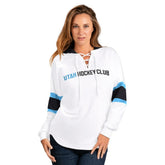 Utah Mammoth G-III 4Her by Carl Banks Women's Goal Zone Long Sleeve Lace-Up Hoodie T-Shirt - NHL T-shirts