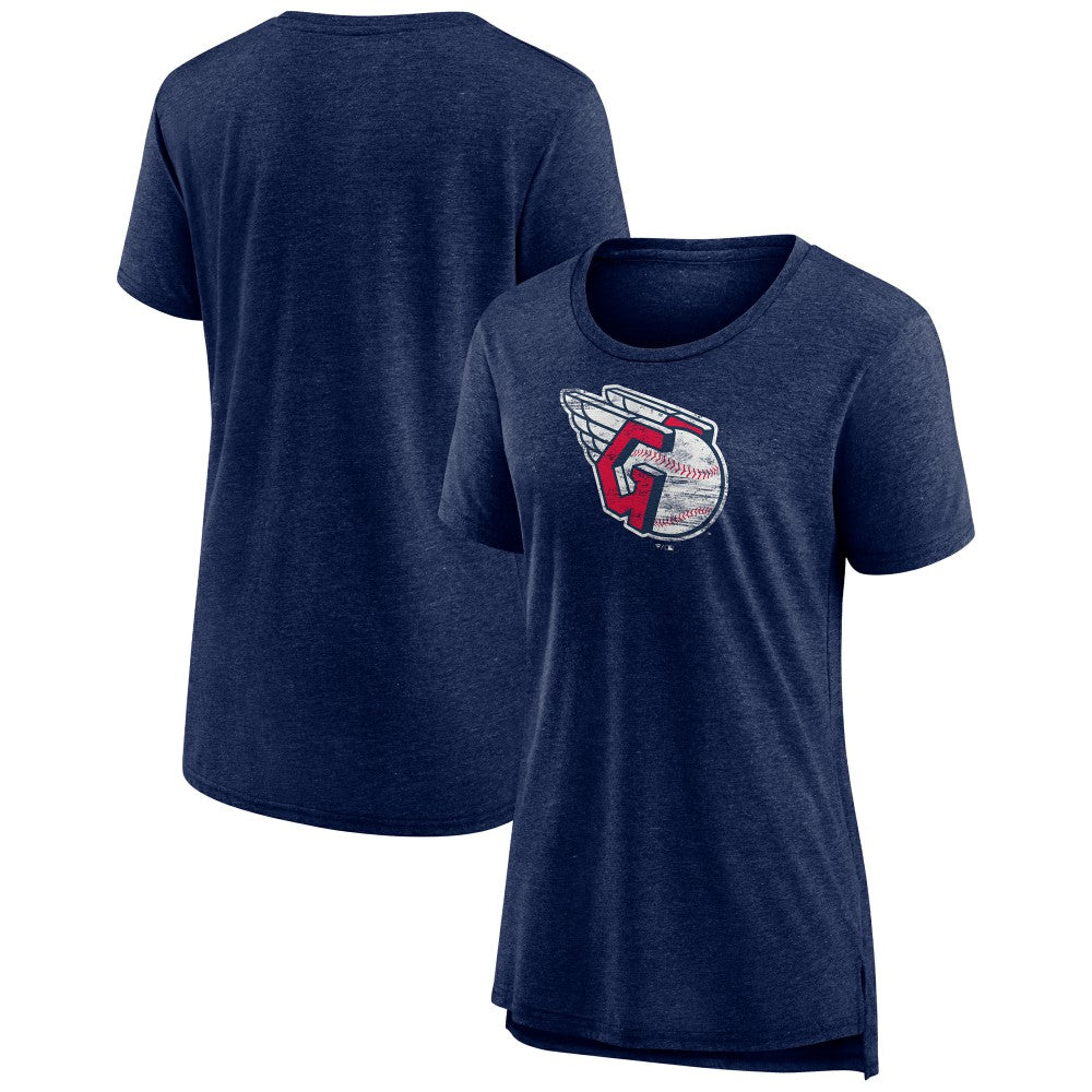 Cleveland Guardians Women's Weathered Official Logo Tri-Blend T-Shirt - MLB T-shirts