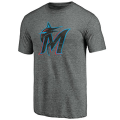 Miami Marlins Weathered Official Logo Tri-Blend T-Shirt - MLB T-shirts