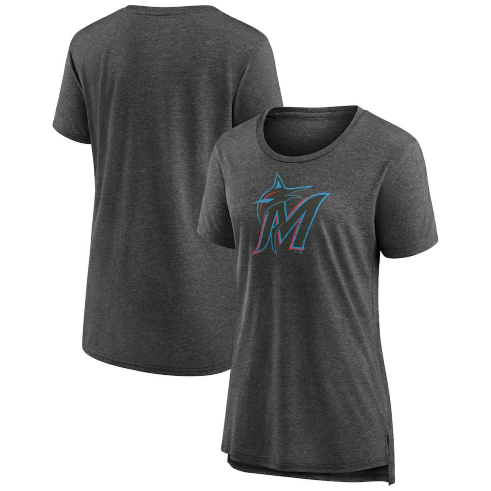 Miami Marlins Women's Weathered Official Logo Tri-Blend T-Shirt - MLB T-shirts