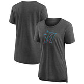 Miami Marlins Women's Weathered Official Logo Tri-Blend T-Shirt - MLB T-shirts
