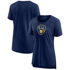Milwaukee Brewers Women's Weathered Official Logo Tri-Blend T-Shirt - MLB T-shirts