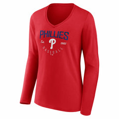 Philadelphia Phillies Women's Live For It Long Sleeve V-Neck T-Shirt - MLB T-shirts