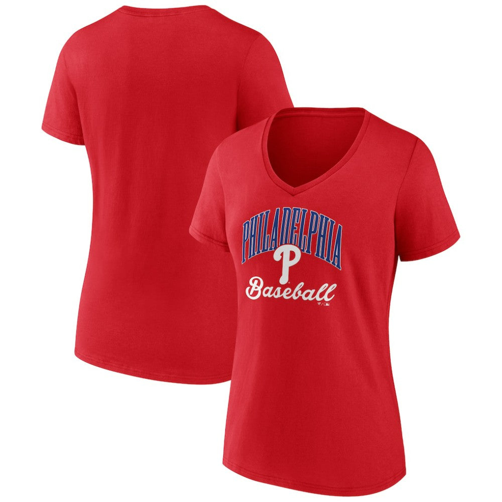 Philadelphia Phillies Women's Victory Script V-Neck T-Shirt - MLB T-shirts