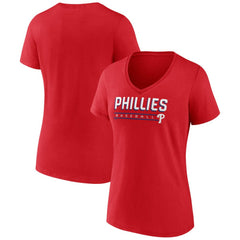 Philadelphia Phillies Women's Primary Play V-Neck T-Shirt - MLB T-shirts