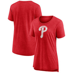 Philadelphia Phillies Women's Weathered Official Logo Tri-Blend T-Shirt - MLB T-shirts