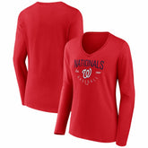 Washington Nationals Women's Live For It Long Sleeve V-Neck T-Shirt - MLB T-shirts