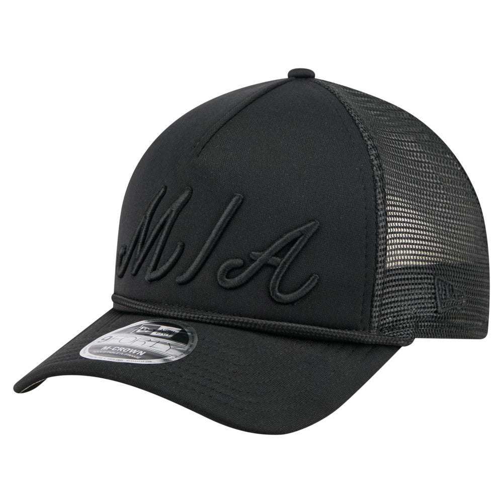 Miami Marlins New Era City Initial 9FORTY A-Frame M-Crown Adjustable Trucker Hat - MLB Hats