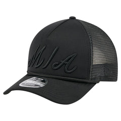 Miami Marlins New Era City Initial 9FORTY A-Frame M-Crown Adjustable Trucker Hat - MLB Hats