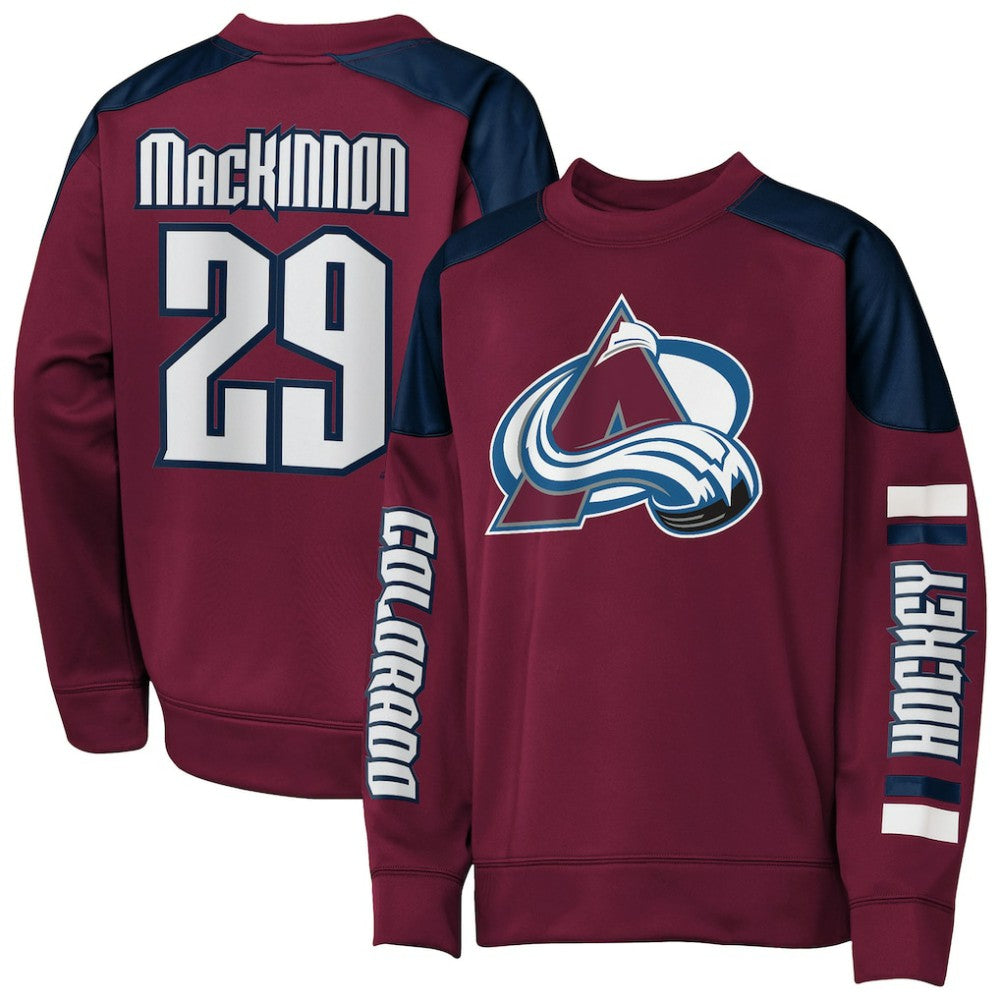 Nathan MacKinnon Colorado Avalanche Outerstuff Youth Best Defense Name & Number Crewneck Sweatshirt - NHL Sweatshirts