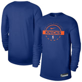 Blue New York Knicks 2025/26 On-Court Flare Dri-FIT Practice Long Sleeve Tri-Blend T-Shirt | NBA