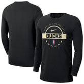 Black Milwaukee Bucks Authentic Long Sleeve Practice T-Shirt | NBA