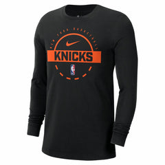 Black New York Knicks Authentic Long Sleeve Practice T-Shirt | NBA