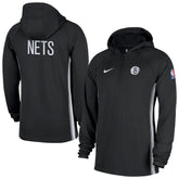 Black Brooklyn Nets Authentic On Court Zone Quarter-Zip Dri-FIT Hoodie Jacket | NBA