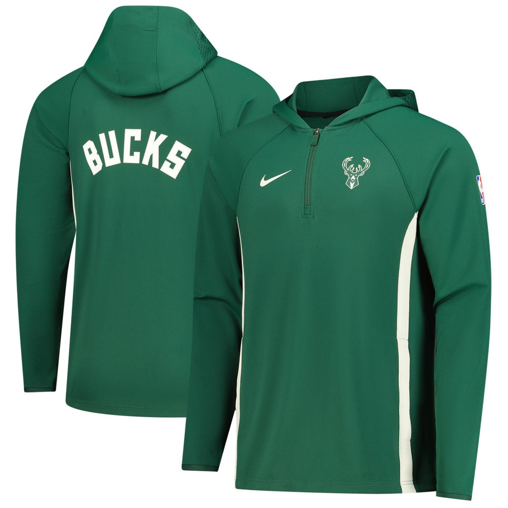 Hunter Green Milwaukee Bucks Authentic On Court Zone Quarter-Zip Dri-FIT Hoodie Jacket | NBA