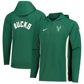 Hunter Green Milwaukee Bucks Authentic On Court Zone Quarter-Zip Dri-FIT Hoodie Jacket | NBA