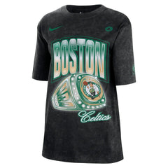 Black Boston Celtics Women's Courtside Original Content Vintage Washed Boyfriend T-Shirt | NBA