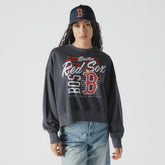 Boston Red Sox New Era Women's Boxy Mineral Wash Dolmen Sleeve Cropped Sweatshirt - MLB Sweatshirts