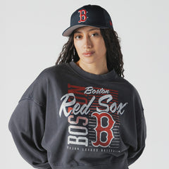 Boston Red Sox New Era Women's Boxy Mineral Wash Dolmen Sleeve Cropped Sweatshirt - MLB Sweatshirts