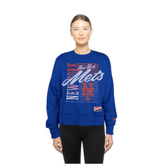 New York Mets New Era Women's Boxy Mineral Wash Dolmen Sleeve Cropped Sweatshirt - MLB Sweatshirts