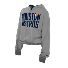 Houston Astros New Era Women's Reversed Out French Terry Quarter-Zip Banded Crop Hoodie - MLB Hoodies