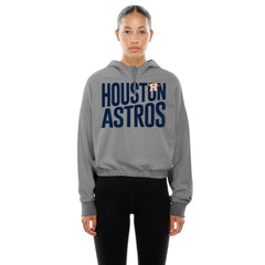 Houston Astros New Era Women's Reversed Out French Terry Quarter-Zip Banded Crop Hoodie - MLB Hoodies
