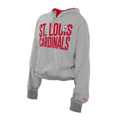 St. Louis Cardinals New Era Women's Reversed Out French Terry Quarter-Zip Banded Crop Hoodie - MLB Hoodies