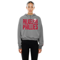 Philadelphia Phillies New Era Women's Reversed Out French Terry Quarter-Zip Banded Crop Hoodie - MLB Hoodies