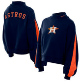 Houston Astros New Era Women's Mock Neck Balloon Sleeve Sweatshirt - MLB Sweatshirts