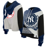 New York Yankees New Era Women's Upcycled Color Block Cropped Boxy Hoodie - MLB Hoodies