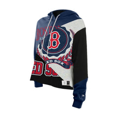 Boston Red Sox New Era Women's Upcycled Color Block Cropped Boxy Hoodie - MLB Hoodies