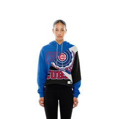 Chicago Cubs New Era Women's Upcycled Color Block Cropped Boxy Hoodie - MLB Hoodies