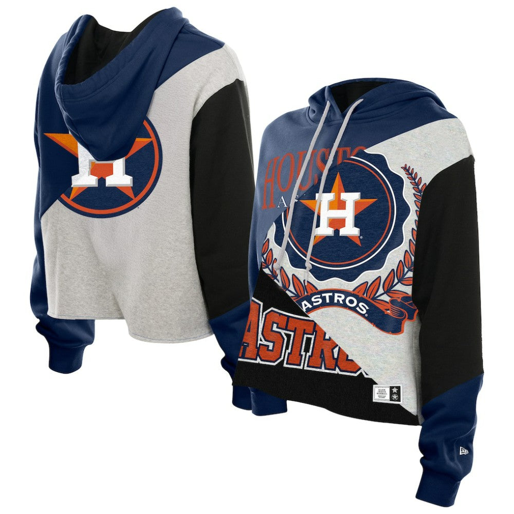 Houston Astros New Era Women's Upcycled Color Block Cropped Boxy Hoodie - MLB Hoodies