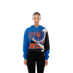 New York Mets New Era Women's Upcycled Color Block Cropped Boxy Hoodie - MLB Hoodies