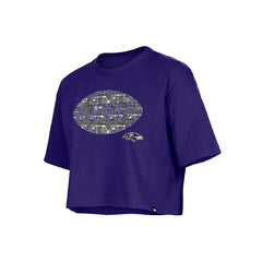 Baltimore Ravens Girl's Flip Sequin Boxy T-Shirt | NFL New
