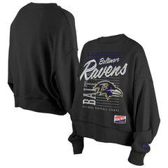 Baltimore Ravens Women's Oversized Throwback Mineral Wash Crew Neck Sweatshirt | NFL Outlet