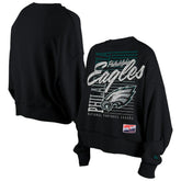 Philadelphia Eagles Women's Oversized Throwback Mineral Wash Crew Neck Sweatshirt | NFL Outlet
