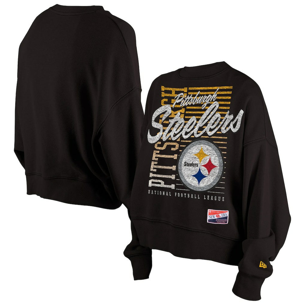 Pittsburgh Steelers Women's Oversized Throwback Mineral Wash Crew Neck Sweatshirt | NFL Near me