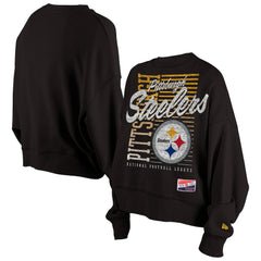 Pittsburgh Steelers Women's Oversized Throwback Mineral Wash Crew Neck Sweatshirt | NFL Near me