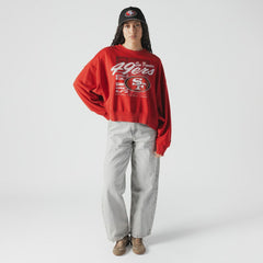 San Francisco 49ers Women's Oversized Throwback Mineral Wash Crew Neck Sweatshirt | NFL Sale