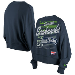 Seattle Seahawks Women's Oversized Throwback Mineral Wash Crew Neck Sweatshirt | NFL Outlet