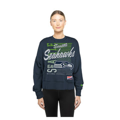 Seattle Seahawks Women's Oversized Throwback Mineral Wash Crew Neck Sweatshirt | NFL Outlet