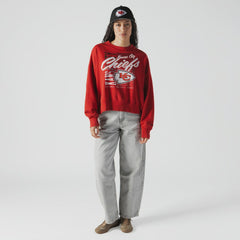 Kansas City Chiefs Women's Oversized Throwback Mineral Wash Crew Neck Sweatshirt | NFL New