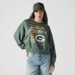 Green Bay Packers Women's Oversized Throwback Mineral Wash Crew Neck Sweatshirt | NFL Outlet